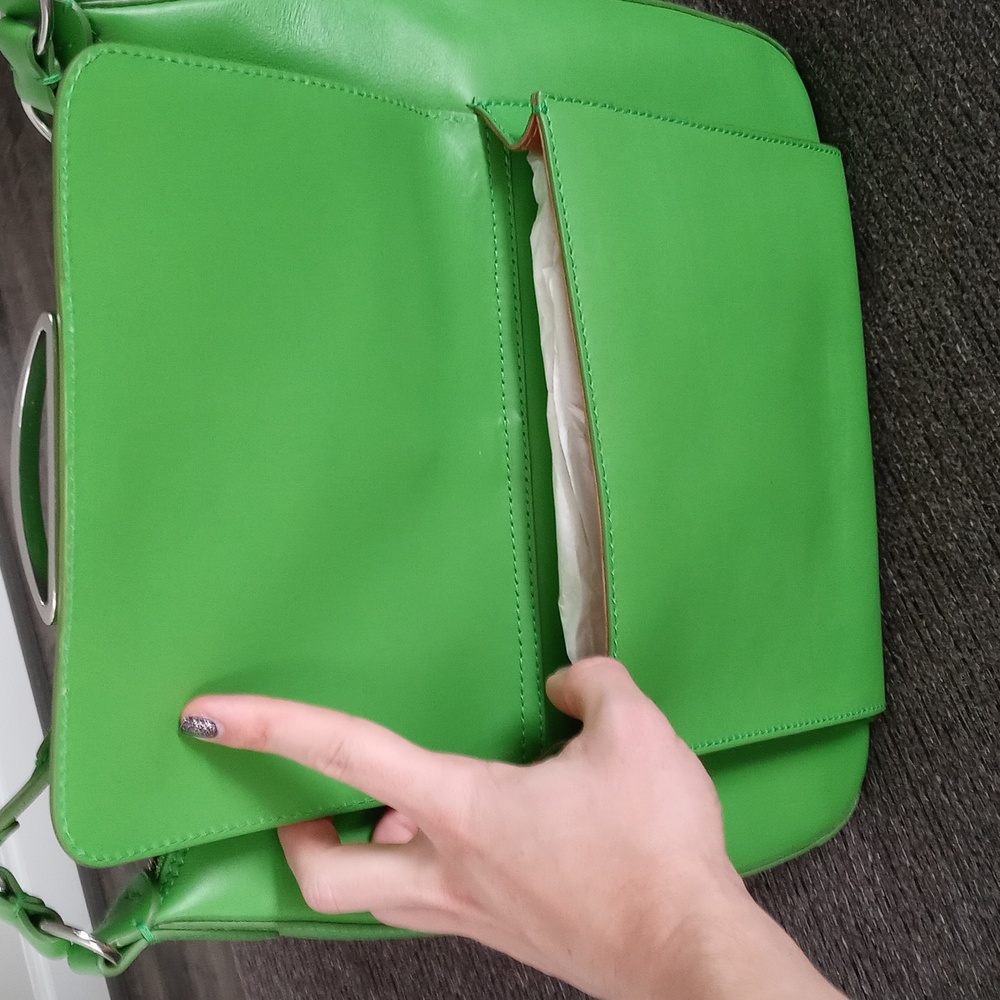 💚RARE Ralph Lauren💚 - Kelly Green Leather Equestrian Stirrup Hobo Bag - Picture 9 of 16